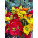 Мак польовий 3 голови 58 см, червоний, тканина